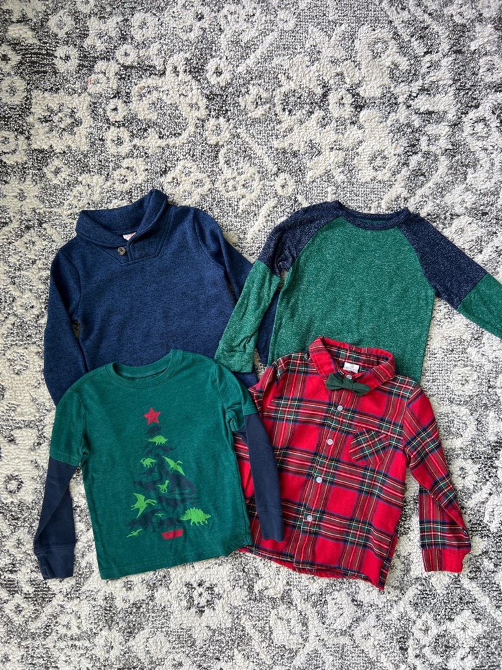 jumping beans Red Plaid Button-Down Shirt with Green & Navy Tops
